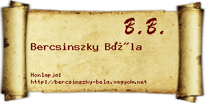 Bercsinszky Béla névjegykártya